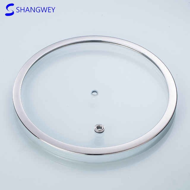 High Quality Kitchen items Wide Edge Stainless Steel Round Mirror Polishing Frying Pan Tempered Glass Lid