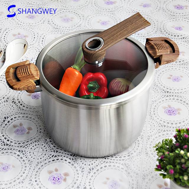 Wholesale Big Non Stick Soup Pots Stainless Steel High/Low Body Chicken Pot Kitchen Cookware Pressure Cooker with Bakelite Lid