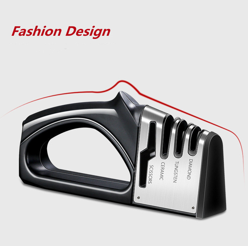 New 2023 Hot Selling Professional Sharpener Manual Reusable Stainless Steel Kitchen Tools 3-section Handheld Knife Sharpener