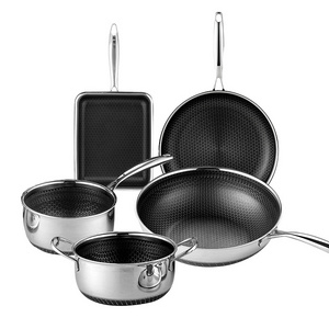 10pcs Cooking Pots And Pans Cookware Set Stainless Steel With Glass Metal Surface Pcs Handle Feature Eco Material Origin Type