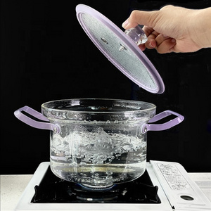 Anti Hot Transparent Healthy and High Quality 22cm Borosilicate Glass Cooking Pot