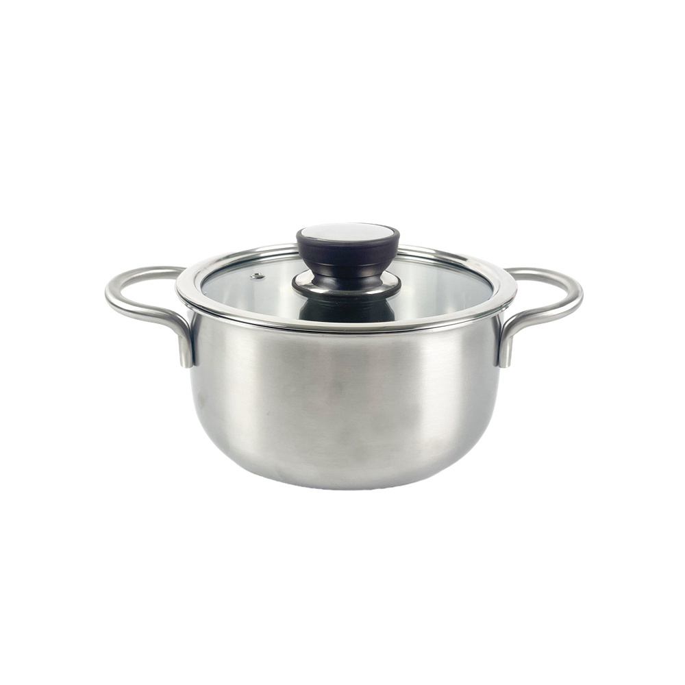 Customizable 2mm Thickness Cook Pots And Pans Stainless Steel  Kitchen Wear Cookware Sets cooking Pots with Glass Lid