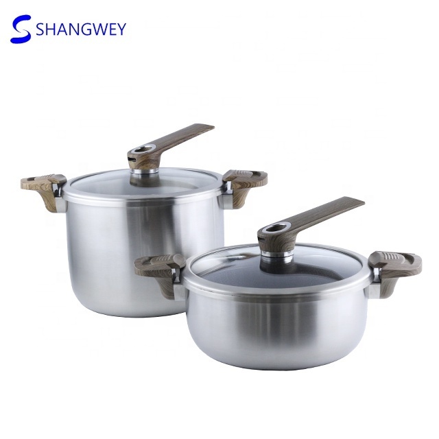 Wholesale Big Non Stick Soup Pots Stainless Steel High/Low Body Chicken Pot Kitchen Cookware Pressure Cooker with Bakelite Lid