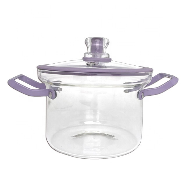 Anti Hot Transparent Healthy and High Quality 22cm Borosilicate Glass Cooking Pot