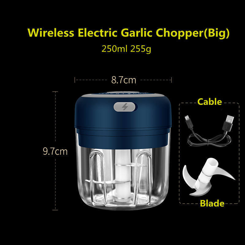 250ml Wireless USB Electric Rechargeable Garlic Home Kitchen Rechargeable Wireless Food Chopper