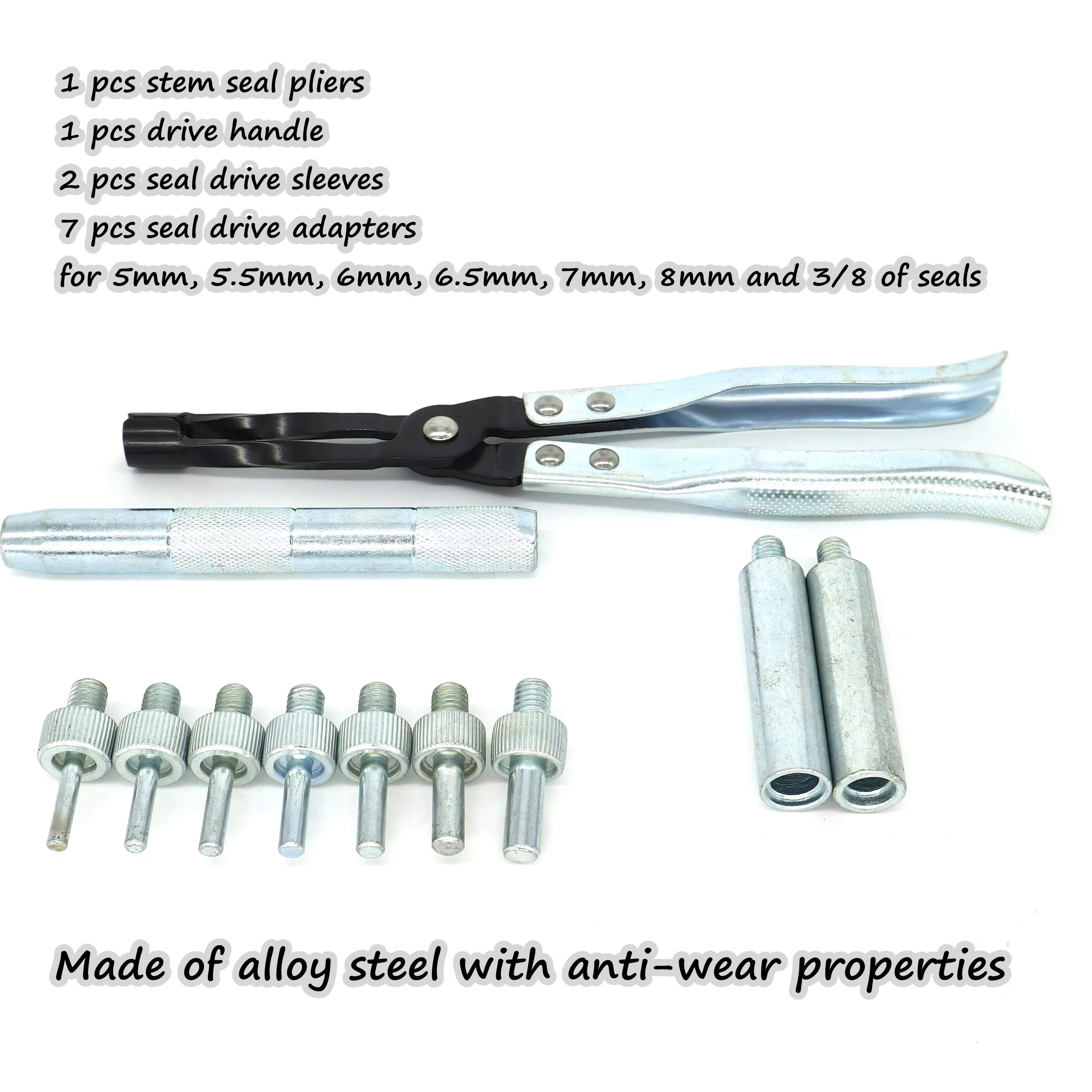 Made of Alloy Steel 11PCS Valve Stem Seal Remover and Installer 11-Piece Tool Kit with Carry case