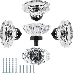 Oval Crystal Drawer Knobs Vintage Crystal Knobs Clear Drawer Pulls