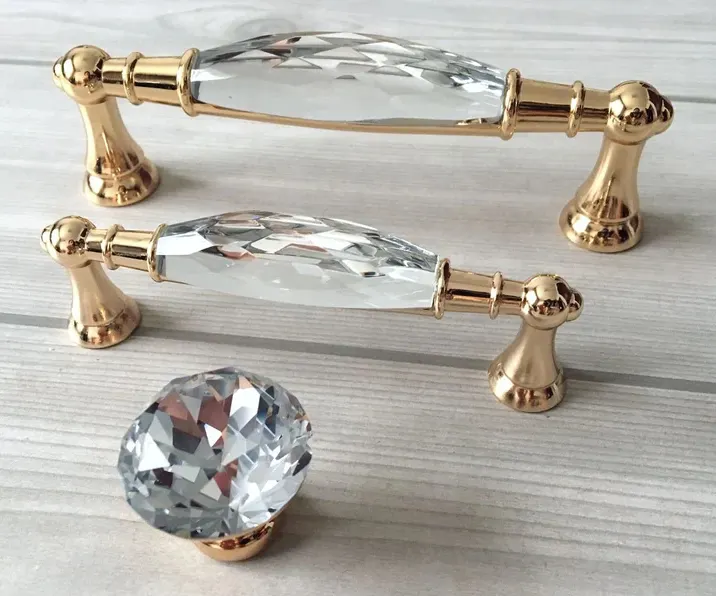 Furniture Cabinet Handles Crystal Drawer Handle Gold Crystal Rhinestone Furniture Handles