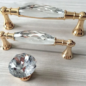 Furniture Cabinet Handles Crystal Drawer Handle Gold Crystal Rhinestone Furniture Handles