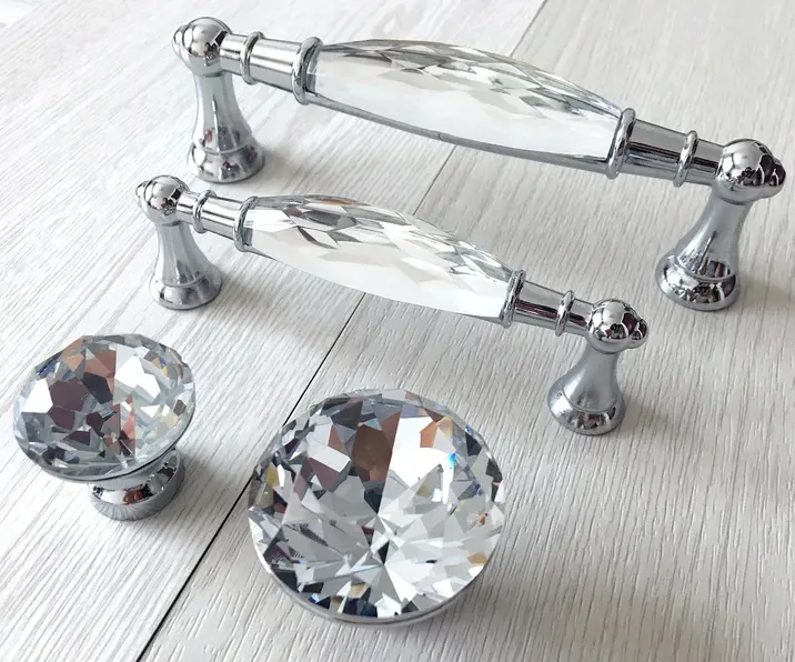 Furniture Cabinet Handles Crystal Drawer Handle Gold Crystal Rhinestone Furniture Handles