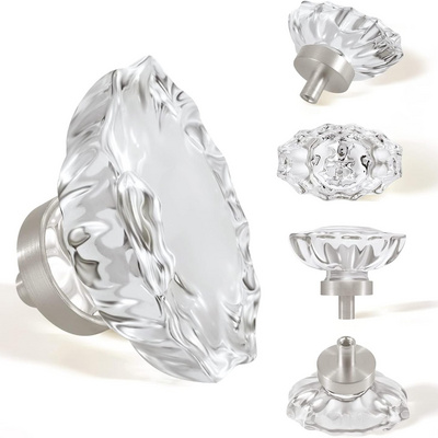 Brushed Nickel Cabinet Knobs Glass Crystal Pulls