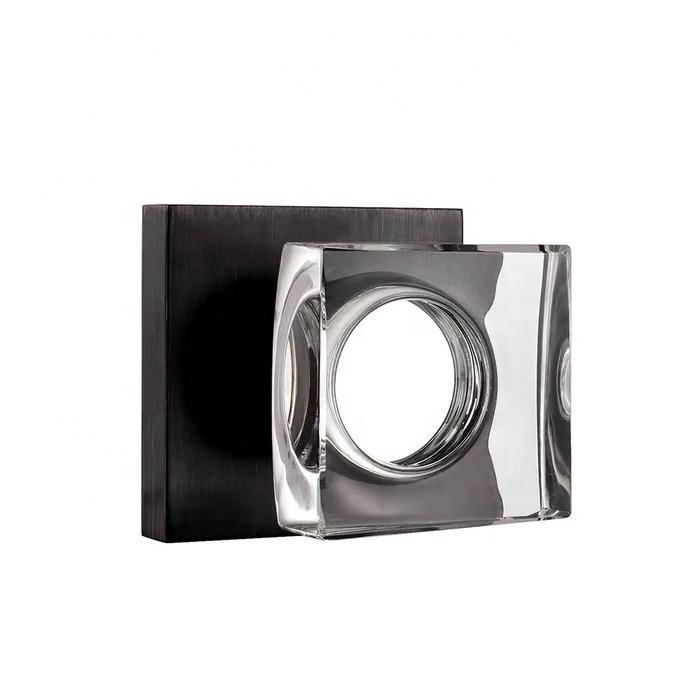 Square style clear crystal glass door knob