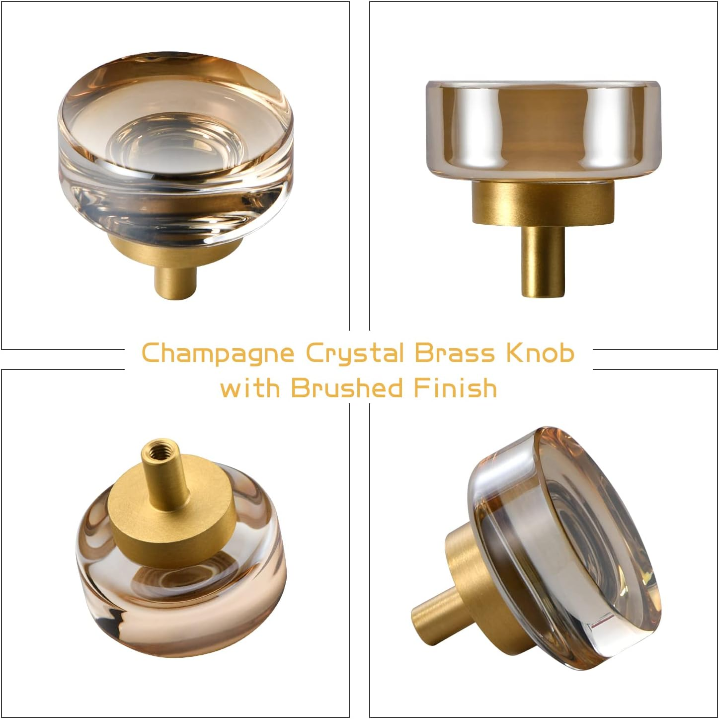 Crystal Bathroom Cabinet Knobs 5 Pack Glass Brushed Gold Pulls Hardware Handle