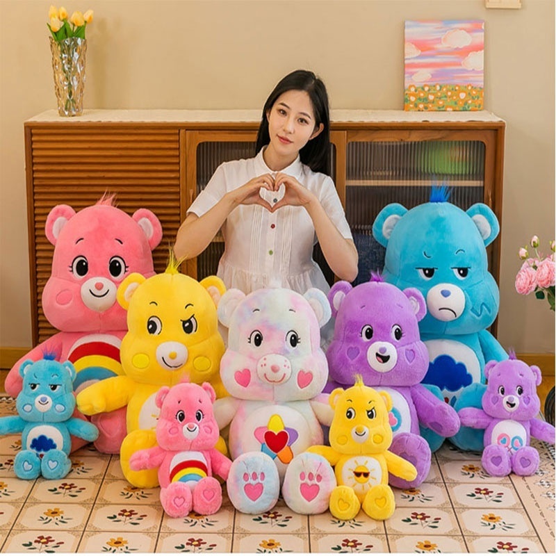 Hot Sale Kawaii Rainbow Promotion Sleepy Good Night Teddy Bear Plush Toy Custom Plush Bear Stuffed Toy For Baby Gifts