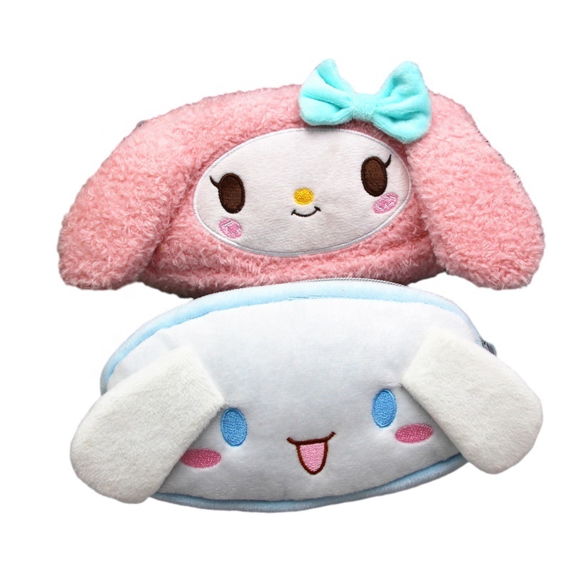 Kawaii Kuromi Cinnamoroll Pencil Case Sanrio Plush Stuffed Toy Stationery Student Box Storage Bag Cosmetic Bag Pencil Case