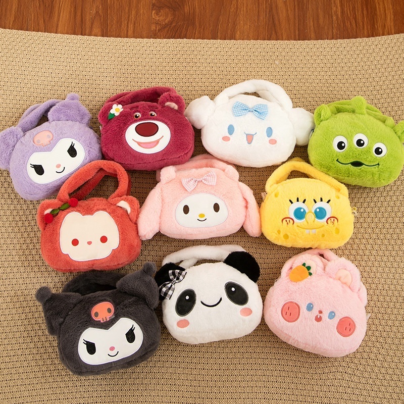 2024 New Sanrio Wallets Plush Coin Purse Bag  Kuromi Doll Portable Crossbody Bag Large Capacity Cartoon Bag