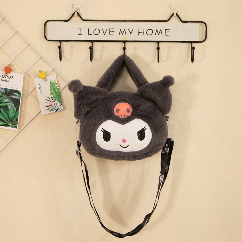 2024 New Sanrio Wallets Plush Coin Purse Bag  Kuromi Doll Portable Crossbody Bag Large Capacity Cartoon Bag