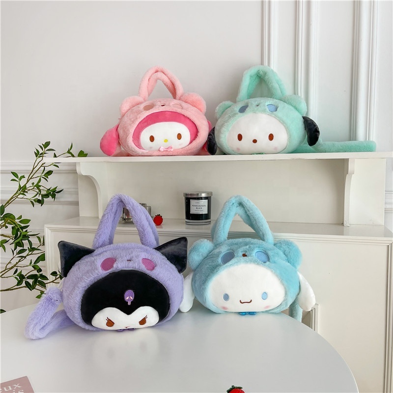 Hot Popular My Melody Kuromi Kawaii Doll Plush Bags Plush Hi Kitty Plush Cartoon Backpack Girls