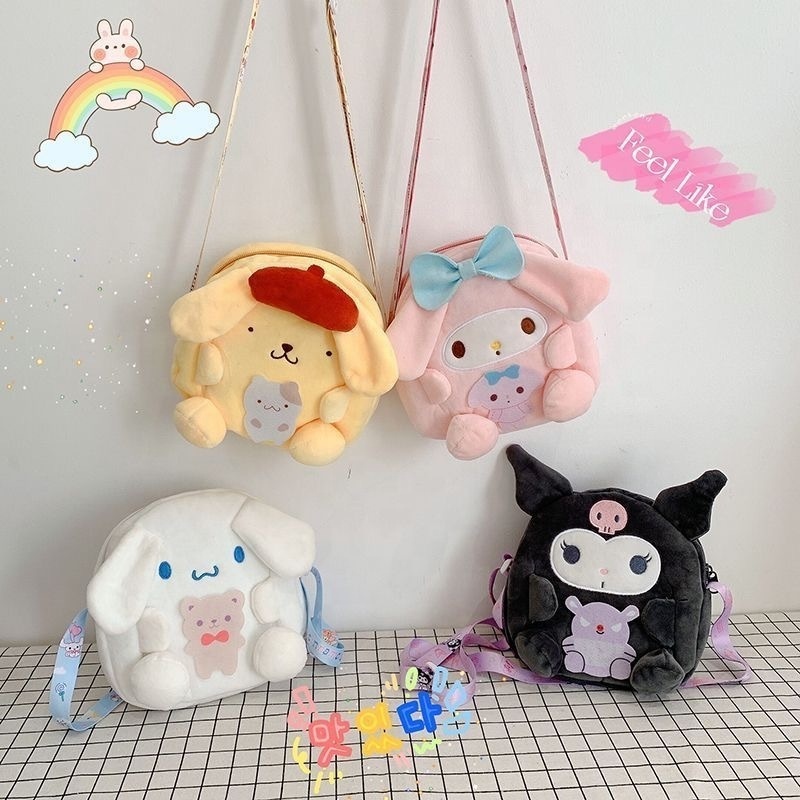 Factory Wholesale Handbags Backpack Sanrio My Melody Kuromi Anime Kawaii Plush Bag Shoulder Bags Hand Bag