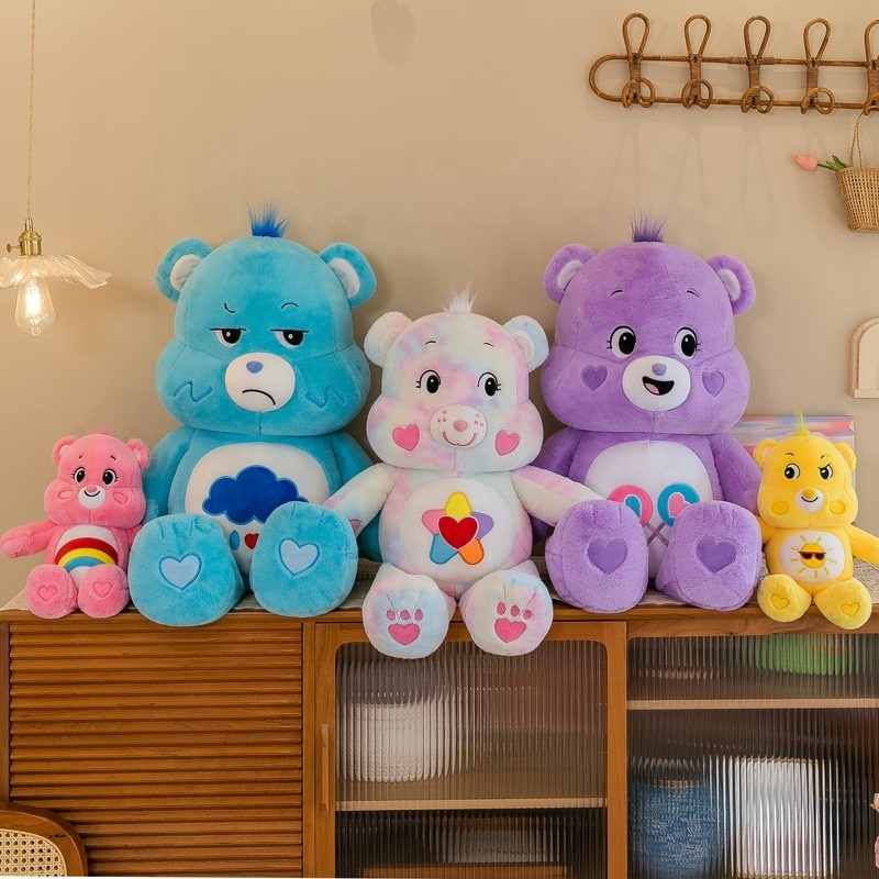 Hot Sale Kawaii Rainbow Promotion Sleepy Good Night Teddy Bear Plush Toy Custom Plush Bear Stuffed Toy For Baby Gifts