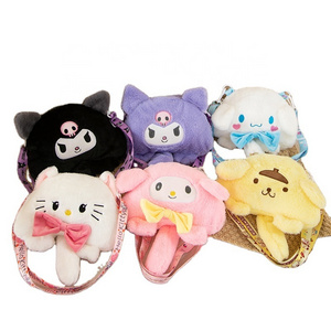 2024 New Kuromi Melody Crossbody Plush Backpack Plush Toy Claw Machine Doll Sanrio Kitty Plush Bag