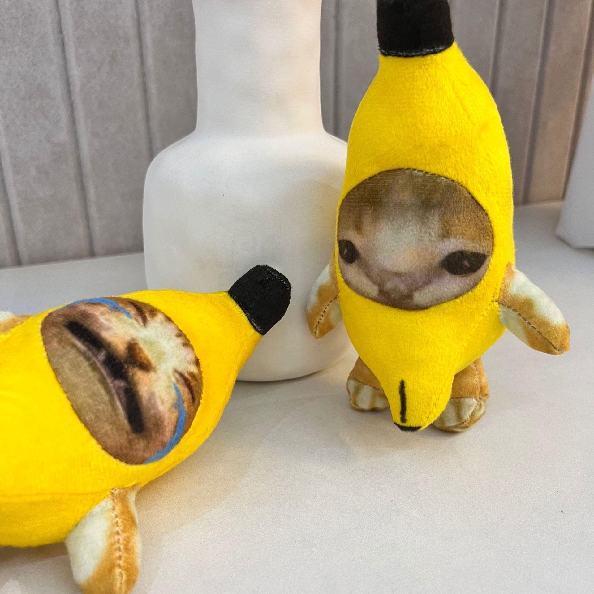 New Crying Happy Banana Cat Doll Voice Plush Toy Funny Voice Pendant  Banana Cat Keychain