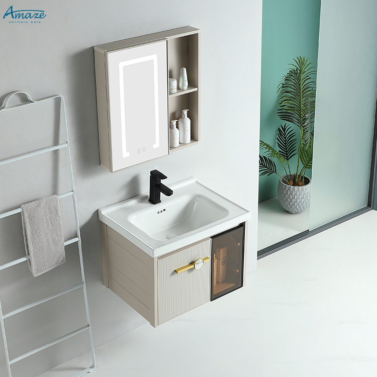 Chaozhou wholesale new design bathroom faucet sink Wall mounted bathroom vanity cabinet Smart mirror