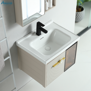 Chaozhou wholesale new design bathroom faucet sink Wall mounted bathroom vanity cabinet Smart mirror