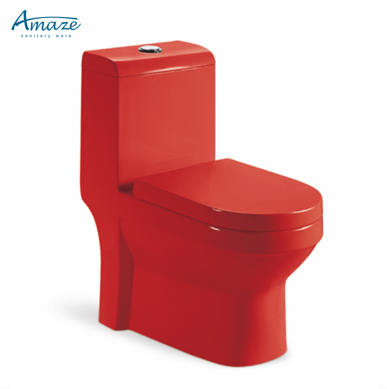 Chaozhou factory direct sales new design double hole jet flush wc red  color one piece toilet for bathroom