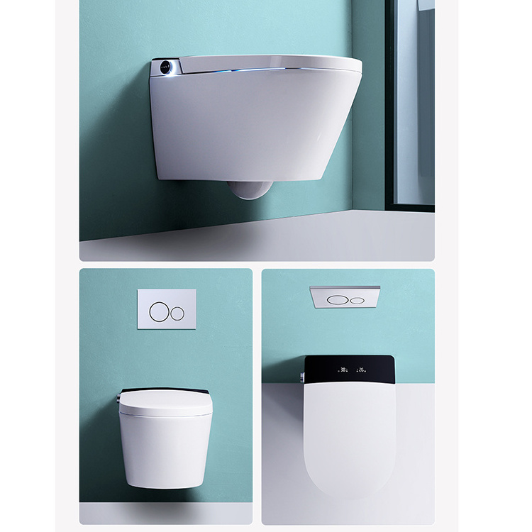 Back to wall mounted bathroom ceramic rimless electric intelligent automatic wall hung smart wc toilet bowl with bidet