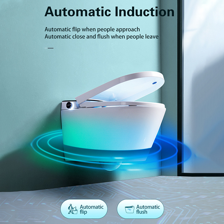 Back to wall mounted bathroom ceramic rimless electric intelligent automatic wall hung smart wc toilet bowl with bidet