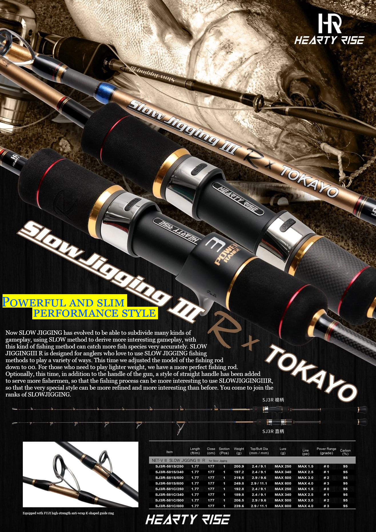 HEARTY RISE-Slow Jigging R III Rod fishing rod  tuna beach cheap new carbon fiber fishing rods