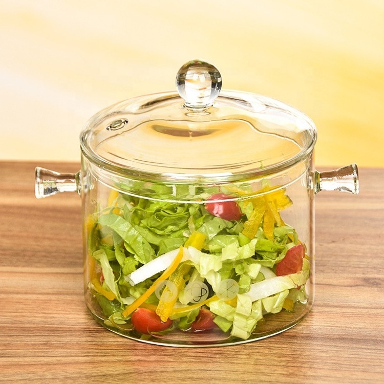 High Borosilicate Transparent Heat Resistant Double-ear Cooking Glass Pots