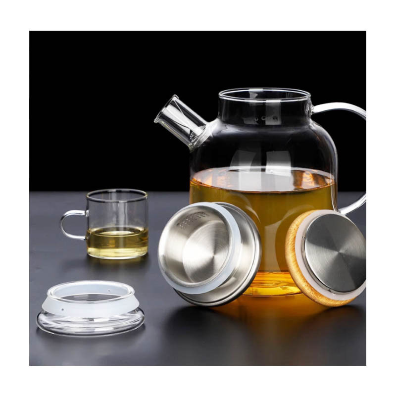 Glass teapot stainless steel filter kitchenaid spare parts glass tea kettle 2000ml glass cool kettle