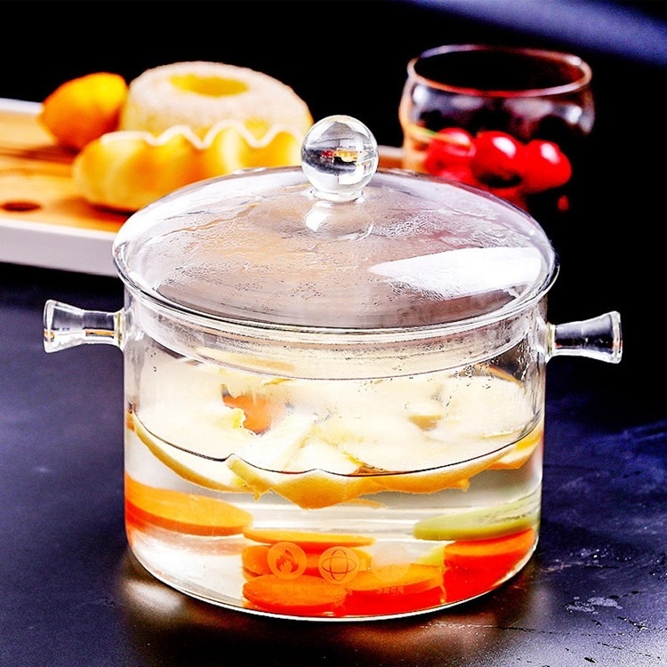 High Borosilicate Transparent Heat Resistant Double-ear Cooking Glass Pots