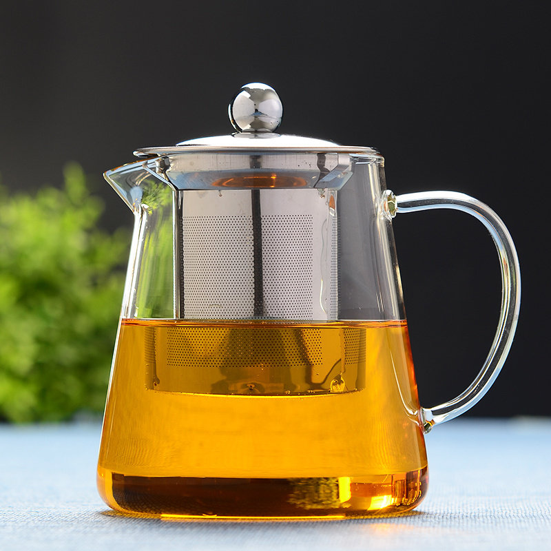 High Borosilicate Glass Teapot With Removable Stainless steel strainer Heat Resistant Tea Pot