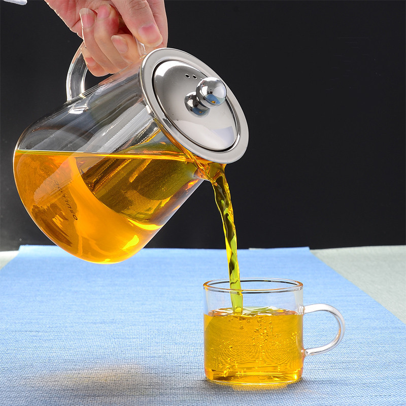 High Borosilicate Glass Teapot With Removable Stainless steel strainer Heat Resistant Tea Pot