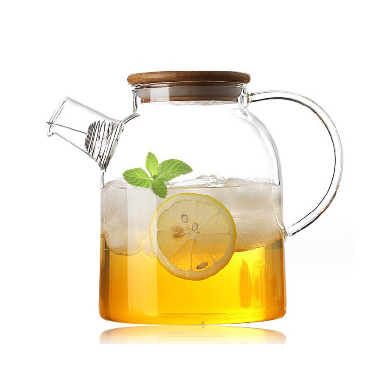 Glass teapot stainless steel filter kitchenaid spare parts glass tea kettle 2000ml glass cool kettle