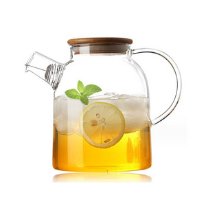 Glass teapot stainless steel filter kitchenaid spare parts glass tea kettle 2000ml glass cool kettle