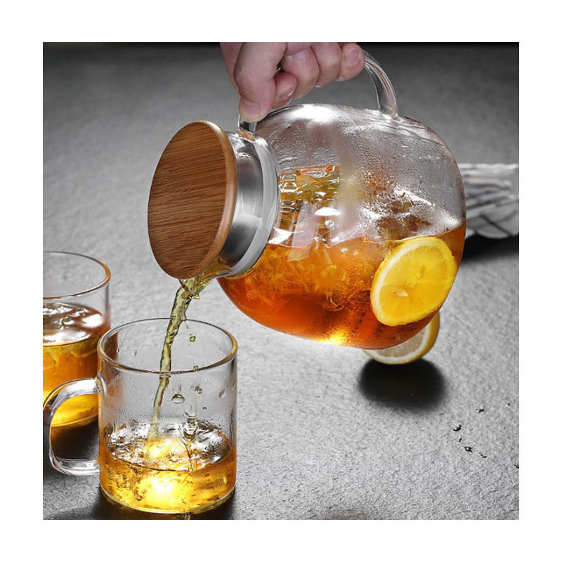 Glass tea kettle infuser heat resistant glass kettle strong explosion proof glass kettle with flower