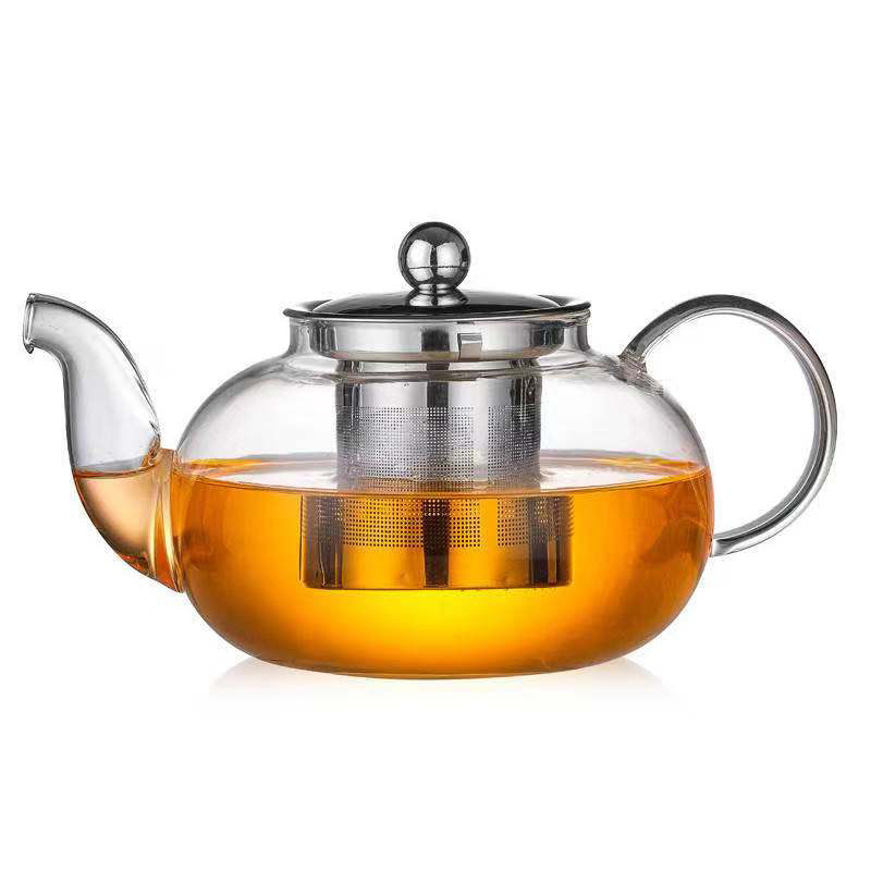 Heat Resistant Plastic Handle Glass Teapot Tea Pot With Stainless Steel Infuser