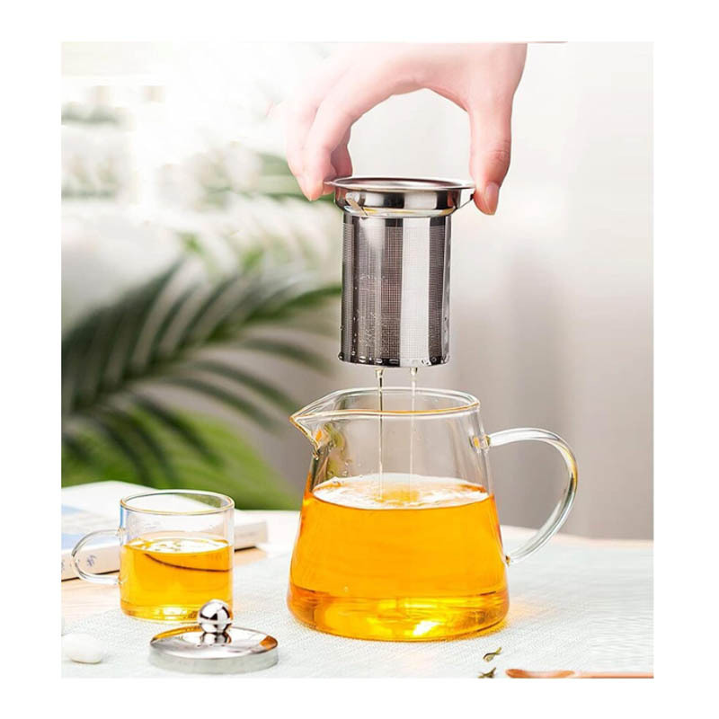 Kettle tea coffee borosilicate glass pitcher glass carafe with stainless steel flow lid glass body water kettles parts kettles