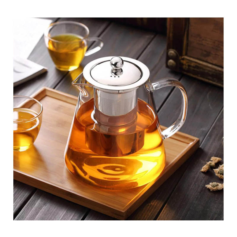 Kettle tea coffee borosilicate glass pitcher glass carafe with stainless steel flow lid glass body water kettles parts kettles