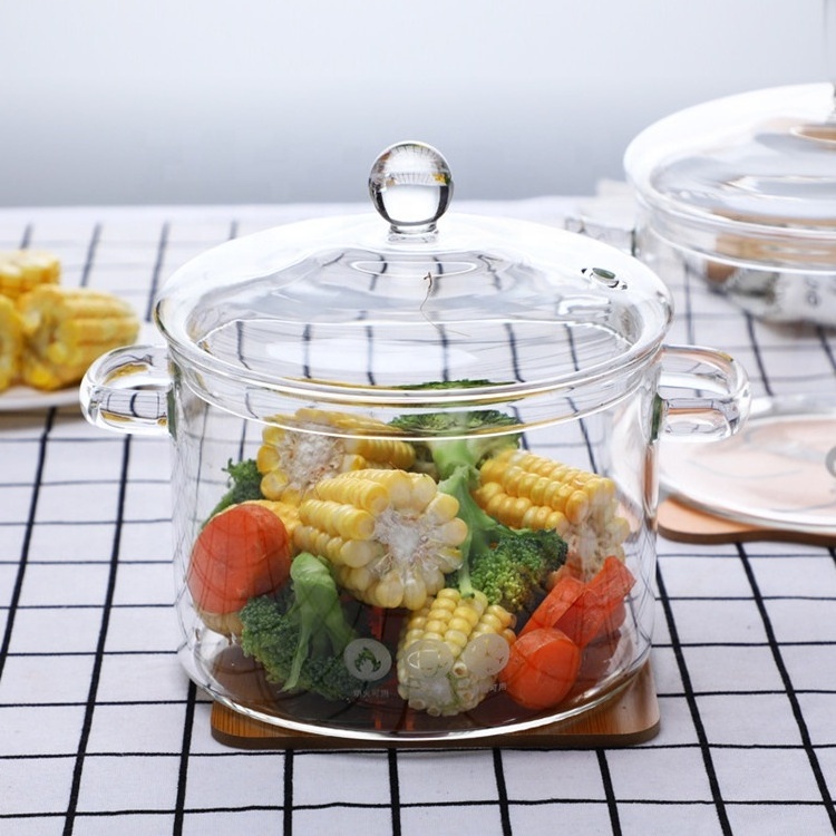 High Borosilicate Transparent Heat Resistant Double-ear Cooking Glass Pots