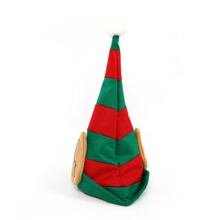 Party Hat Christmas Holiday Supplies Party Cosplay New Year Decorations Striped Xmas Elf Clown Hat With Ear Custom Santa Hat