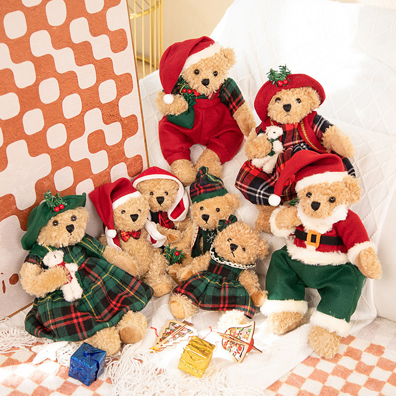 OEM ODM Stuffed Animals Bear Fabric Christmas Decoration Lover Bear Set Toys Valentine's Plush Bear