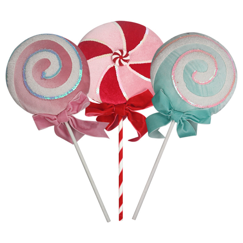 Adornos De Navidad Cute Large Candy Lollipop Spray Festival Home Decor Ornament Ice cream Hanging Christmas Lollipop Picks