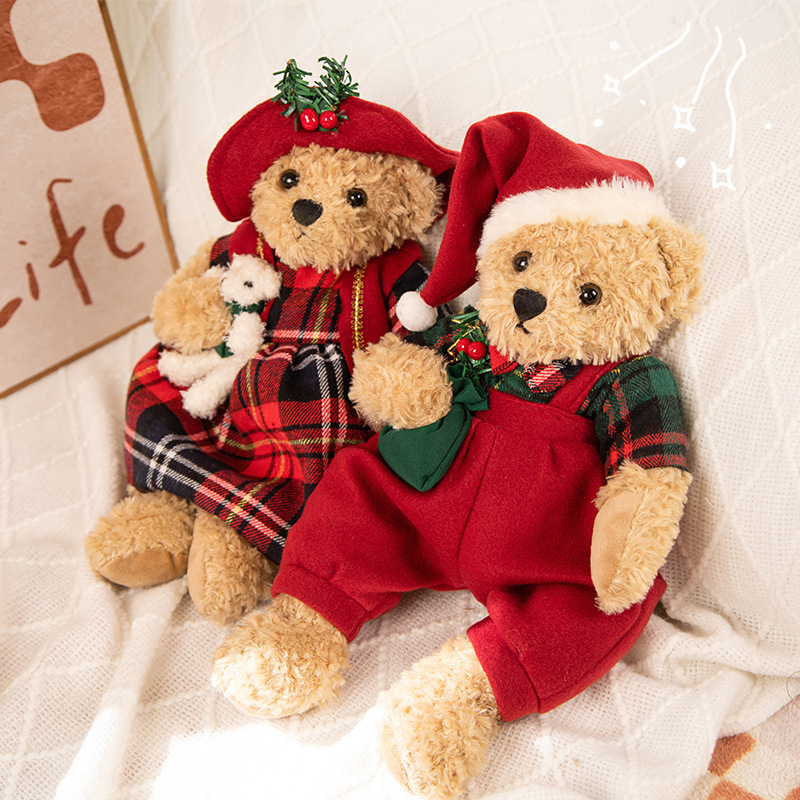 OEM ODM Stuffed Animals Bear Fabric Christmas Decoration Lover Bear Set Toys Valentine's Plush Bear