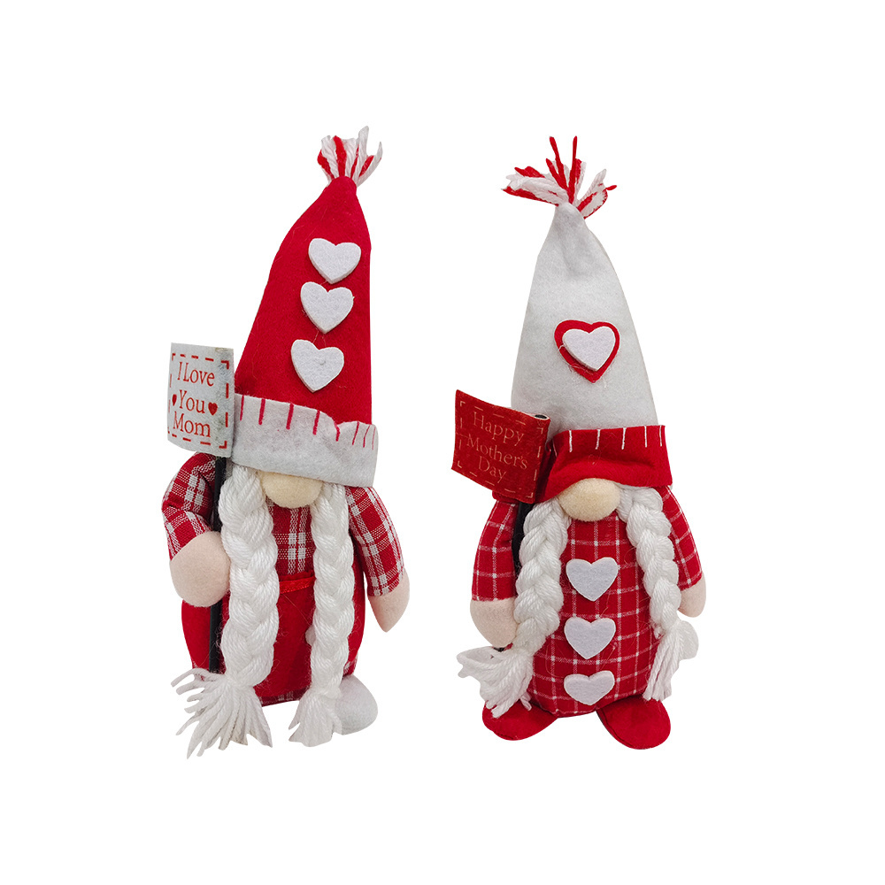 Customized Happy Valentine's Day Gonk Love Heart Red Plaid Small Figurine Valentine Tomte Gnome Doll