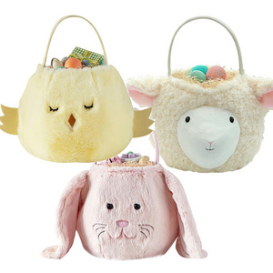 Wholesale Custom Kids Easter Basket Long Ear Bag Sublimation Kids Sheep Bag Plush Easter Bunny Basket